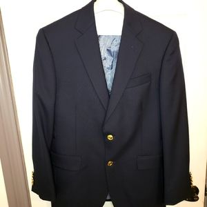 Navy blue Stafford men's blazer with gold buttons